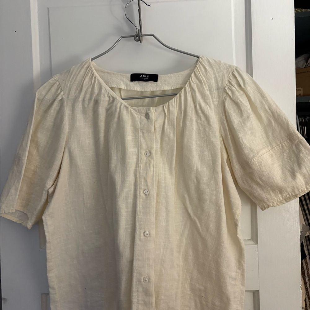 ABLE Cream Button-Up Top